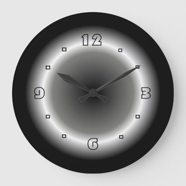 Grande Horloge Ronde Noir atmosphérique avec effet Halo blanc (Recto)