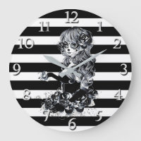 Noir & Blanc Striped Joli Crâne de sucre fille