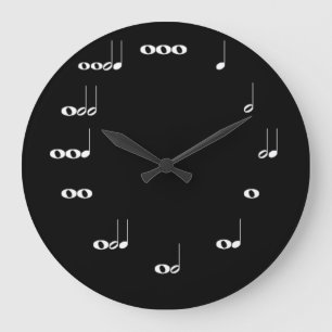 Grande Horloge Ronde Noir d'horloge de notes musicales