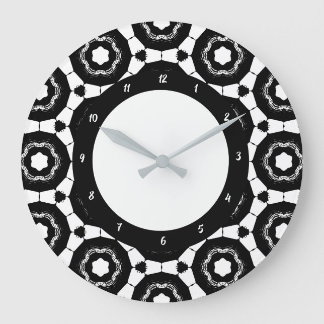 Grande Horloge Ronde Noir et blanc moderne (Recto)