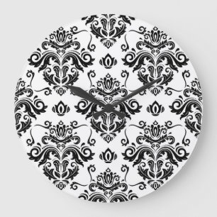 Grande Horloge Ronde Noir et blanc oriental : Texture classique