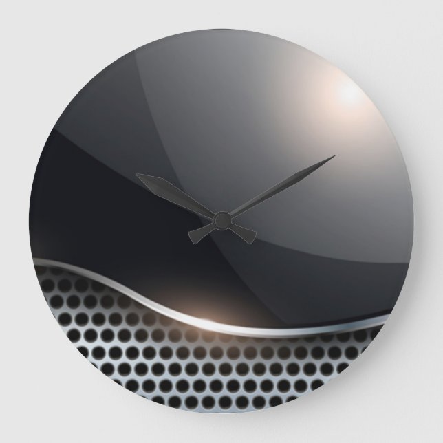 Grande Horloge Ronde Noir et chrome (Recto)
