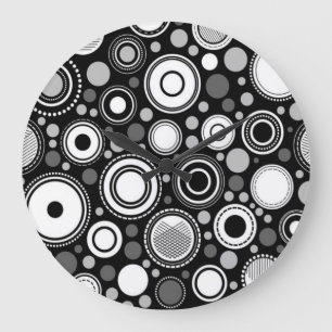 Grande Horloge Ronde Noir et gris