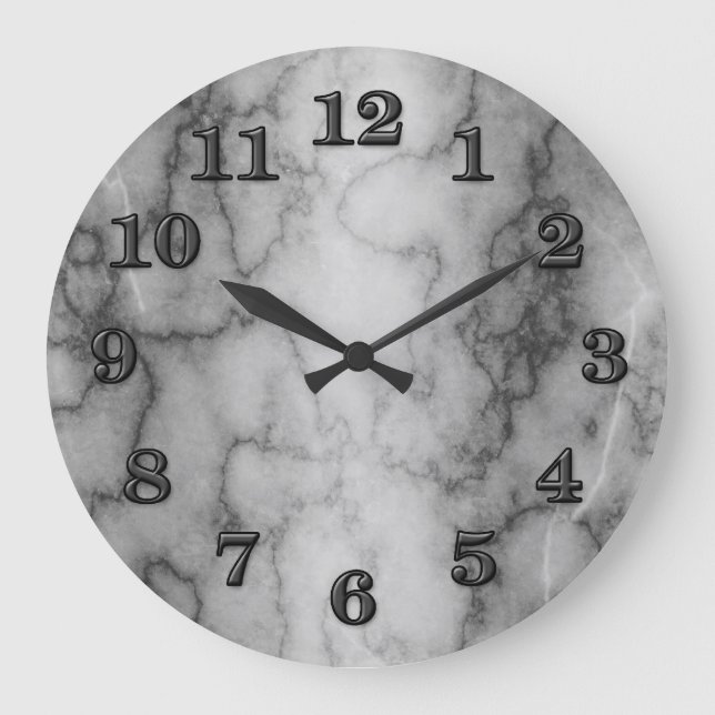 Grande Horloge Ronde Noir et Marbre blanc (Recto)