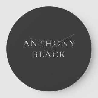 Grande Horloge Ronde Noir Mat Minimaliste Élégant Classique