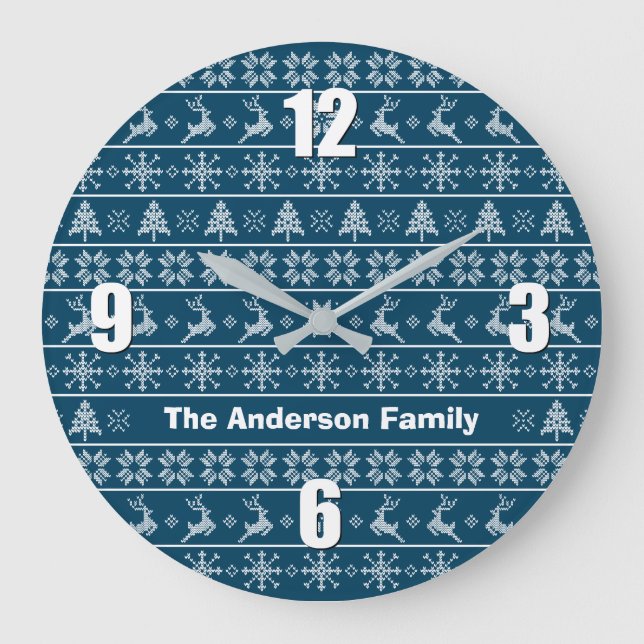 Grande Horloge Ronde Nom blanc de la marine moderne Nordic Knit Ugly (Recto)