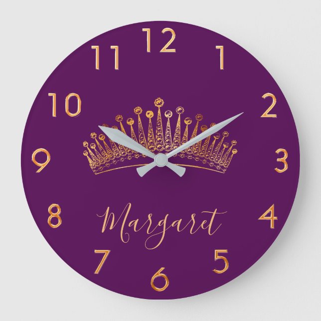 Grande Horloge Ronde Nom de couronne tiara en or violet élégant (Recto)