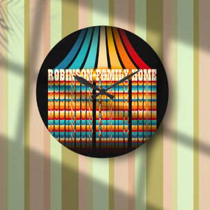 Grande Horloge Ronde Nom de famille Moderne Vintage style rétro Personn