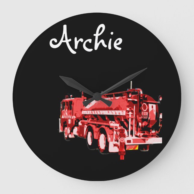 Grande Horloge Ronde Nom De L'Archie Avec Camion Red Fire, (Recto)