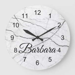 Grande Horloge Ronde Nom de marbre blanc classique de noir de