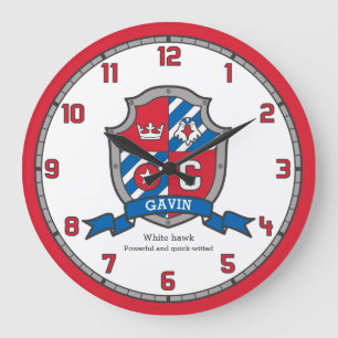 Grande Horloge Ronde Nom des garçons de Gavin signifiant oiseau de bouc