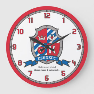 Grande Horloge Ronde Nom des garçons Kennedy signifiant bouclier herald