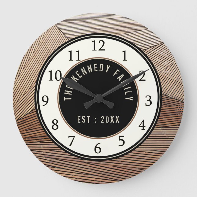 Grande Horloge Ronde Nom moderne Wood Pallet Family (Recto)