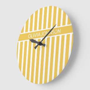 Grande Horloge Ronde Nom Personnalisable Jaune d'été