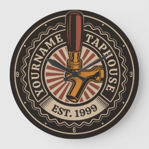 Grande Horloge Ronde NOM Personnalisé Artisanat Bière Taphouse Brasseri