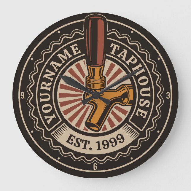 Grande Horloge Ronde NOM Personnalisé Artisanat Bière Taphouse Brasseri (Recto)
