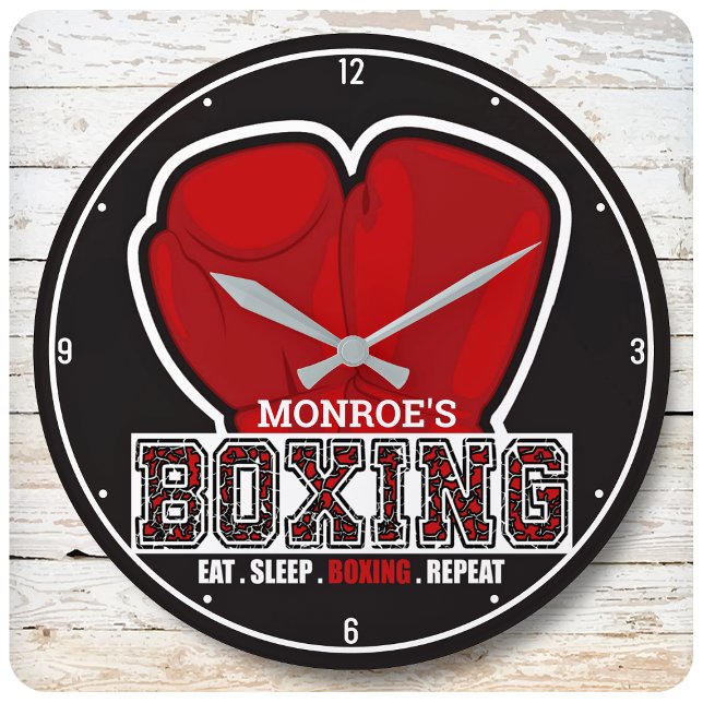 Grande Horloge Ronde NOM personnalisé Boxer Boxer Glove Prize (Créateur téléchargé)