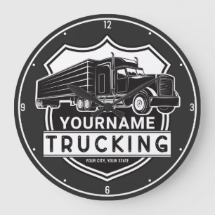 Grande Horloge Ronde NOM personnalisé Camions Big Rig Semi Trucker