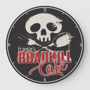 Grande Horloge Ronde NOM personnalisé Cheeky Roadkill Café Cuisine