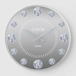 Grande Horloge Ronde Nom personnalisé de la numérotation des diamants