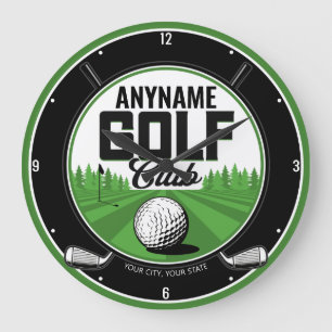 Grande Horloge Ronde NOM personnalisé Golfing Pro Golf Club Player