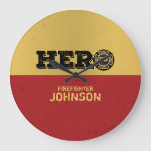 Grande Horloge Ronde Nom personnalisé, héros du pompier