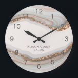 Grande Horloge Ronde Nom personnalisé Marbre en pierre Agate Grande hor<br><div class="desc">Conçue pour coordonner avec notre collection Agate Business, cette horloge murale présente de magnifiques arrière - plans en marbre avec votre propre nom d'entreprise. Pour une personnalisation plus avancée de cette conception, par exemple la modification de la disposition, de la police ou de la taille du texte, cliquez sur le...</div>
