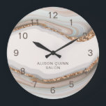 Grande Horloge Ronde Nom personnalisé Marbre en pierre Agate Grande hor<br><div class="desc">Conçue pour coordonner avec notre collection Agate Business, cette horloge murale présente de magnifiques arrière - plans en marbre avec votre propre nom d'entreprise. Pour une personnalisation plus avancée de cette conception, par exemple la modification de la disposition, de la police ou de la taille du texte, cliquez sur le...</div>