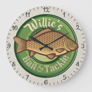Grande Horloge Ronde NOM personnalisé Poisson Bait Tacker Pêcheur Pêche