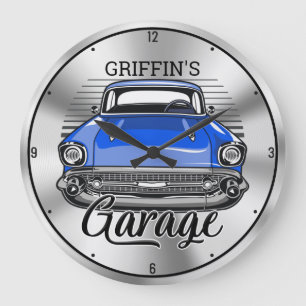 Grande Horloge Ronde NOM personnalisé Retro Hardtop Classic Car Garage