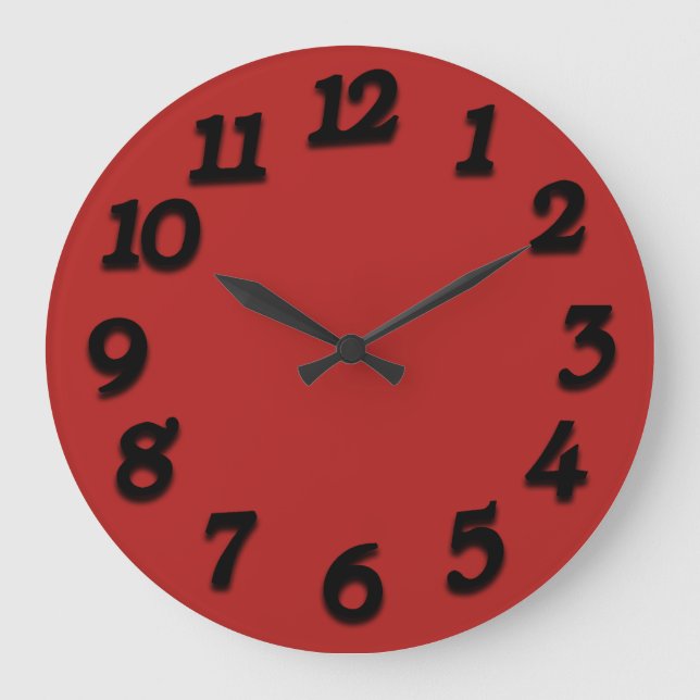 Grande Horloge Ronde Nombre Arabe minimal Classic noir Red (Recto)
