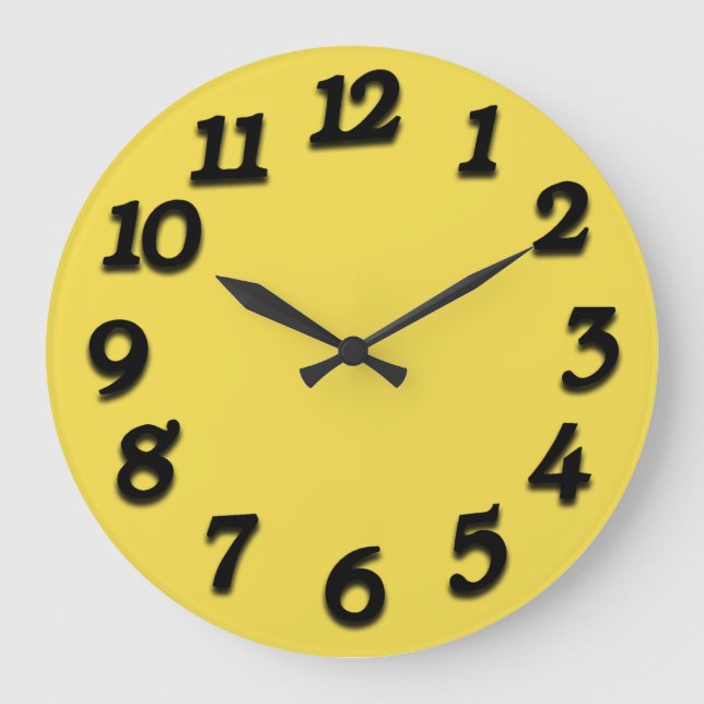 Grande Horloge Ronde Nombre Arabe minimal Classic noir Yellow (Recto)