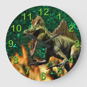 Grande Horloge Ronde Nombre de feux préhistoriques d'animaux de T-rex 