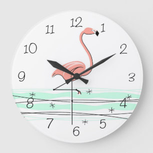 Grande Horloge Ronde Nombre d'horloge Flamant rose