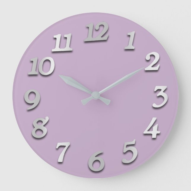 Grande Horloge Ronde Nombre minimal Gris Gris Lavande Violet (Recto)