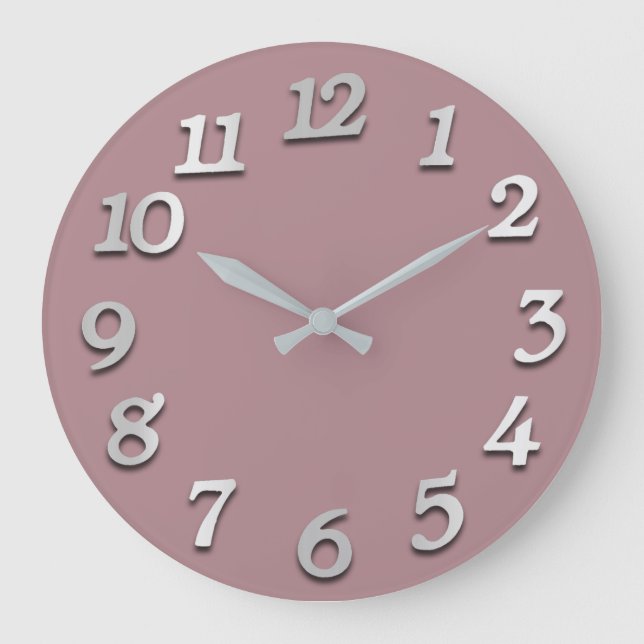 Grande Horloge Ronde Nombre minimal Gris Gris Mauve Blush Rose (Recto)