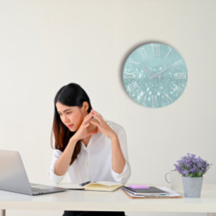Grande Horloge Ronde Nombre romain argenté métallique gris de parties
