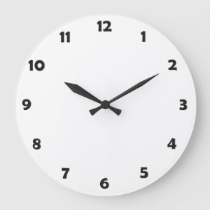 Grande Horloge Ronde Nombres de visage d'horloge - noir