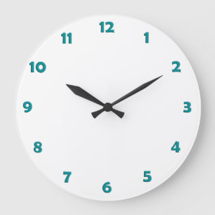 Grande Horloge Ronde Nombres de visage d'horloge - vert d'océan