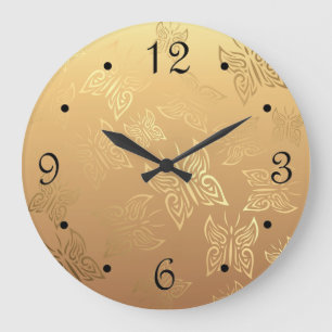 Grande Horloge Ronde Nombres d'or de motif de papillons