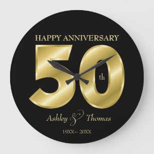 Grande Horloge Ronde Nombres Dorés Brillants