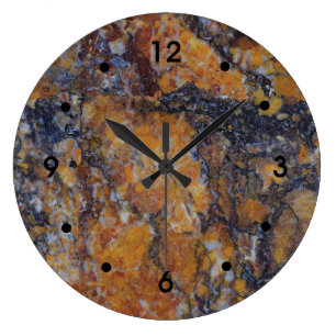 Grande Horloge Ronde Nombres gris de noir d'image de marbre de rouille