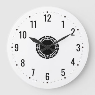 Grande Horloge Ronde Nombres noirs pour un Blanc