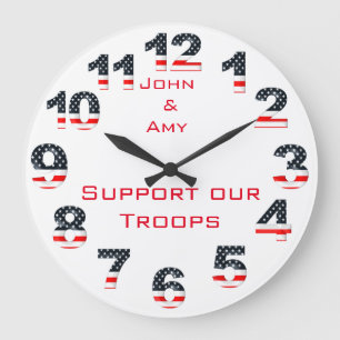 Grande Horloge Ronde Nombres patriotiques de drapeau américain