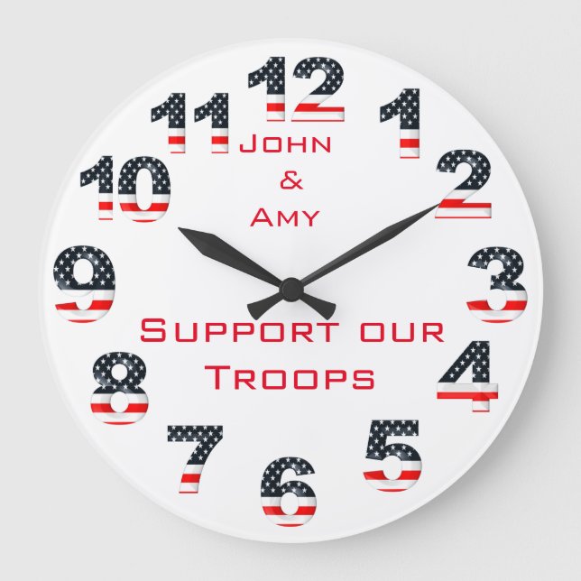 Grande Horloge Ronde Nombres patriotiques de drapeau américain (Recto)