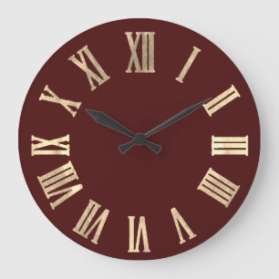 Grande Horloge Ronde Nombres romains minimaux métalliques Bourgogne