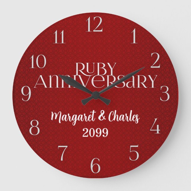 Grande Horloge Ronde Noms des 40 ans de mariage rubis (Recto)