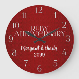 Grande Horloge Ronde Noms du 40e anniversaire de mariage de rubis