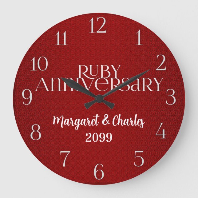 Grande Horloge Ronde Noms du 40e anniversaire de mariage de rubis Année (Recto)