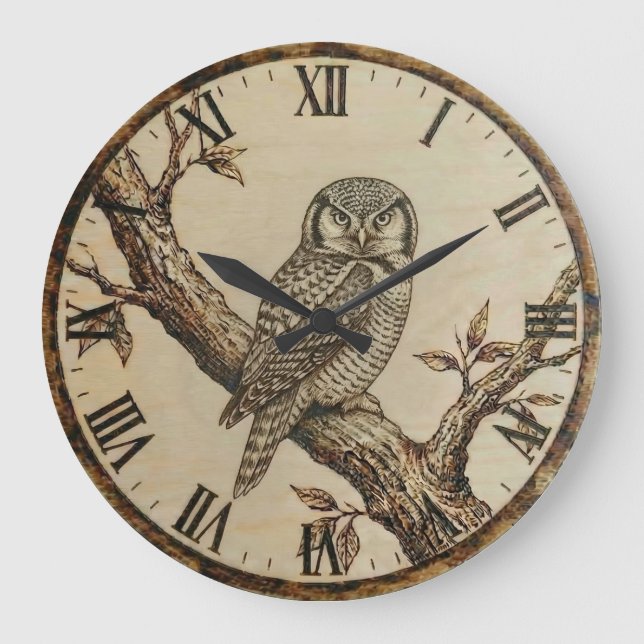 Grande Horloge Ronde Northern Hawk Owl - Wall Clock (Recto)